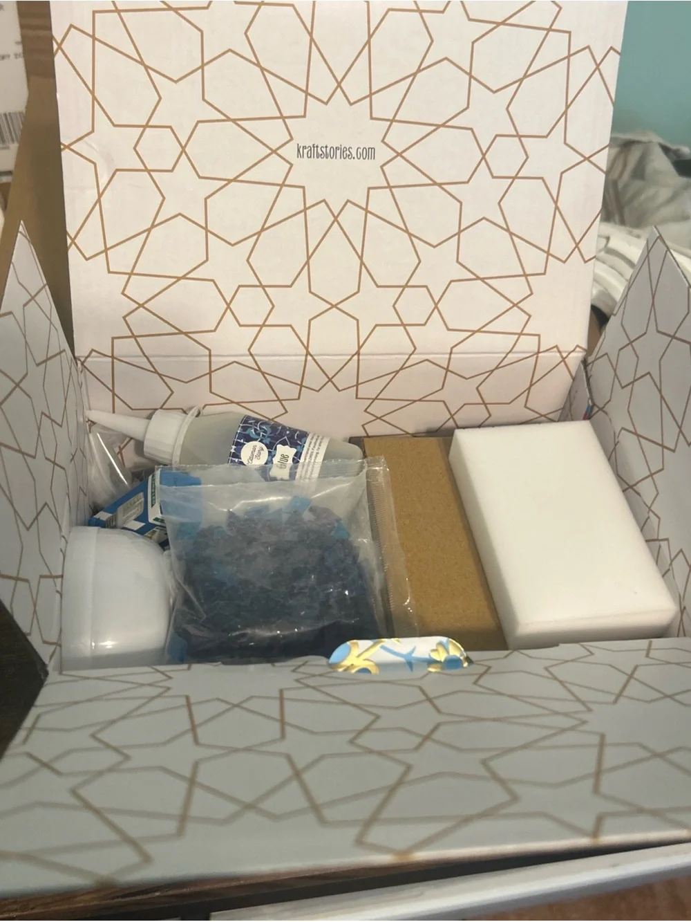 DIY Classic Turkish Mosaic Lamp Kit - Blue and Gold